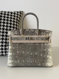 Lizard Leather 30cm Natural Pattern Top Handle Tote Bag WLB020 image 1