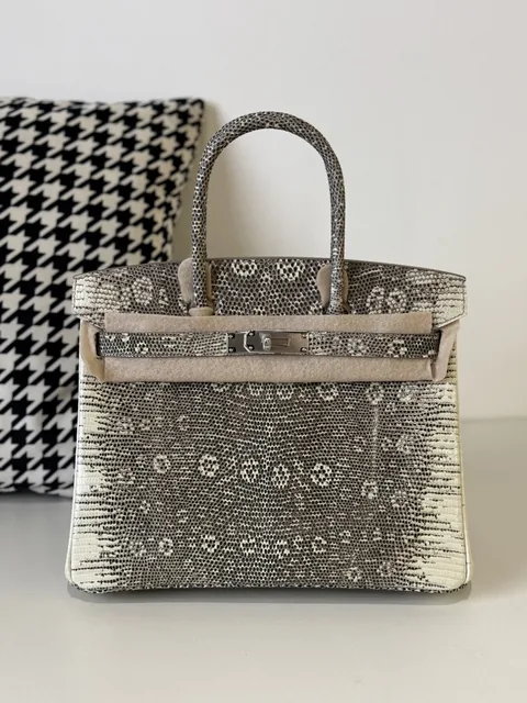 Lizard Leather 30cm Natural Pattern Top Handle Tote Bag WLB020