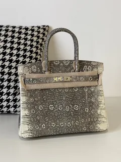 Lizard Leather 30cm Natural Pattern Top Handle Tote Bag WLB020 image 2