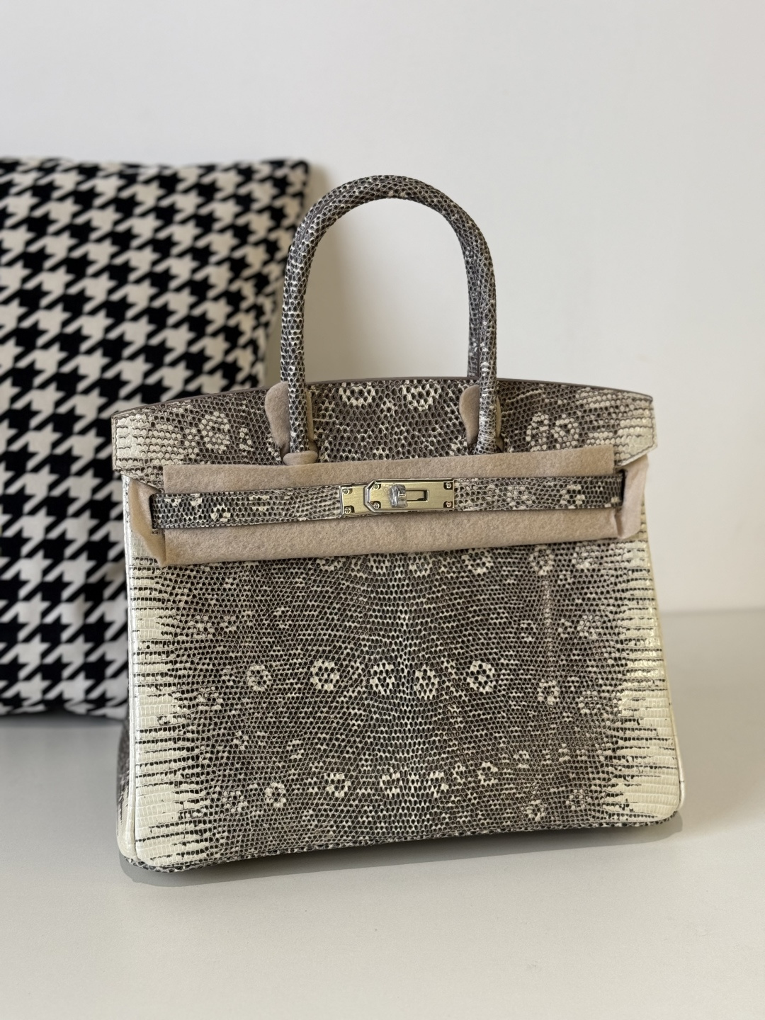 Lizard Leather 30cm Natural Pattern Top Handle Tote Bag WLB020 photo 2