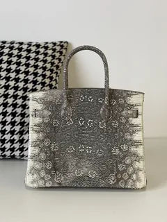 Lizard Leather 30cm Natural Pattern Top Handle Tote Bag WLB020 image 3