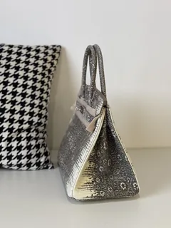 Lizard Leather 30cm Natural Pattern Top Handle Tote Bag WLB020 image 4