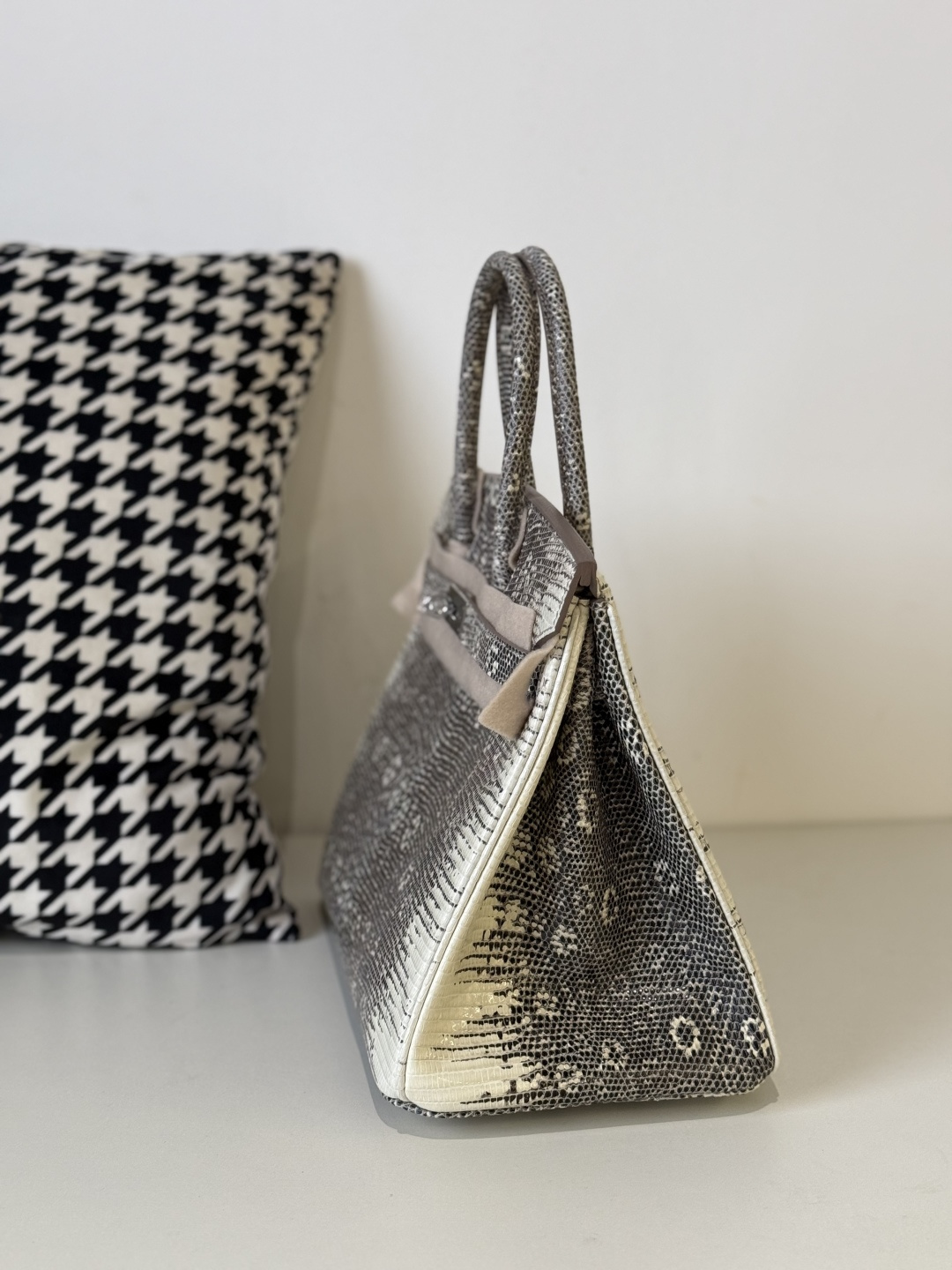 Lizard Leather 30cm Natural Pattern Top Handle Tote Bag WLB020 photo 4