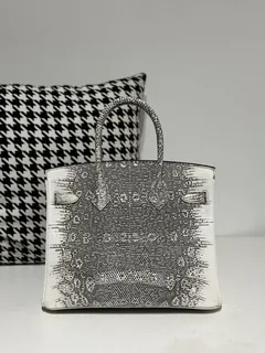 Lizard Leather 30cm Natural Pattern Silver Hardware Top Handle Tote Bag WLB021 image 3