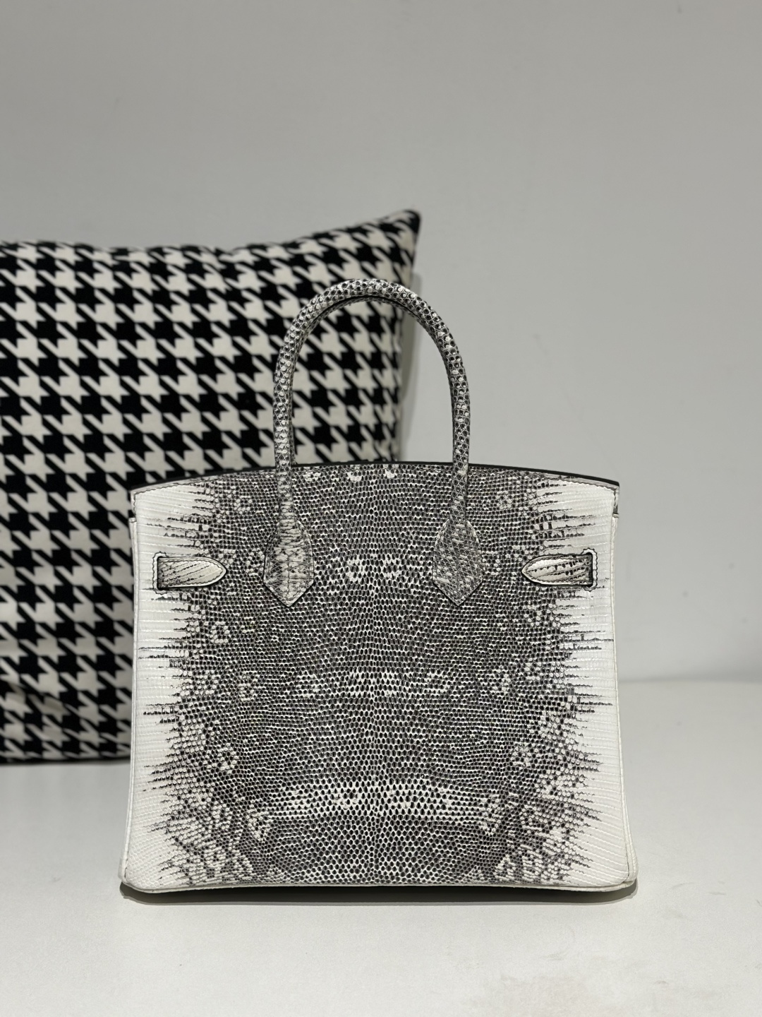 Lizard Leather 30cm Natural Pattern Silver Hardware Top Handle Tote Bag WLB021 photo 3