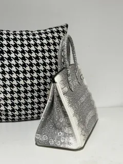 Lizard Leather 30cm Natural Pattern Silver Hardware Top Handle Tote Bag WLB021 image 4