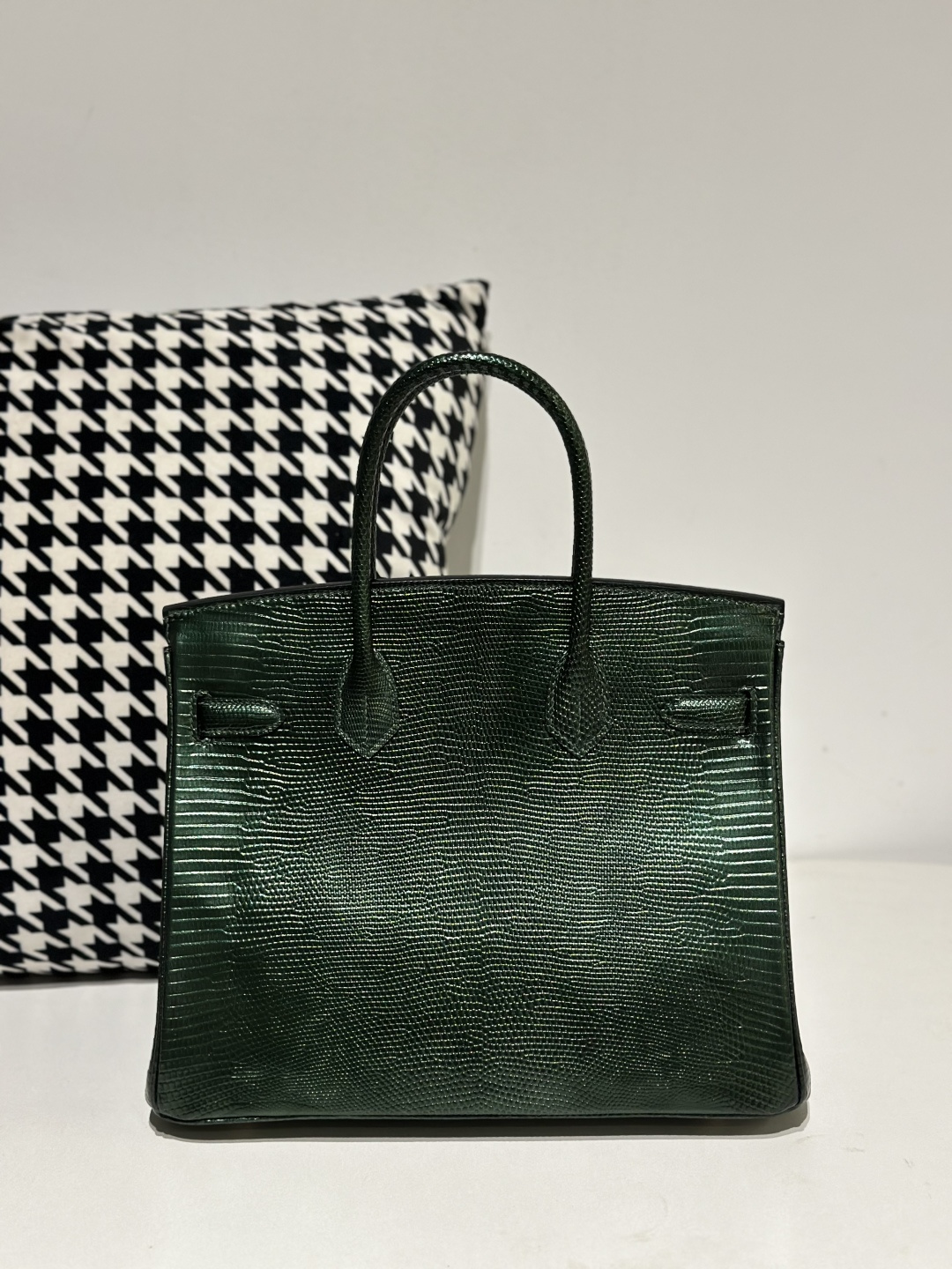 Lizard Leather Pine Green 30cm Gold Hardware Top Handle Tote Bag WLB022 photo 3