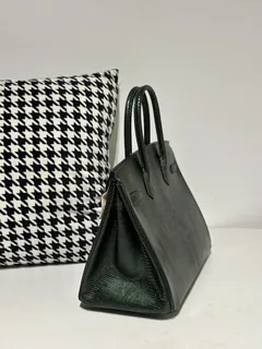 Lizard Leather Pine Green 30cm Gold Hardware Top Handle Tote Bag WLB022 image 4