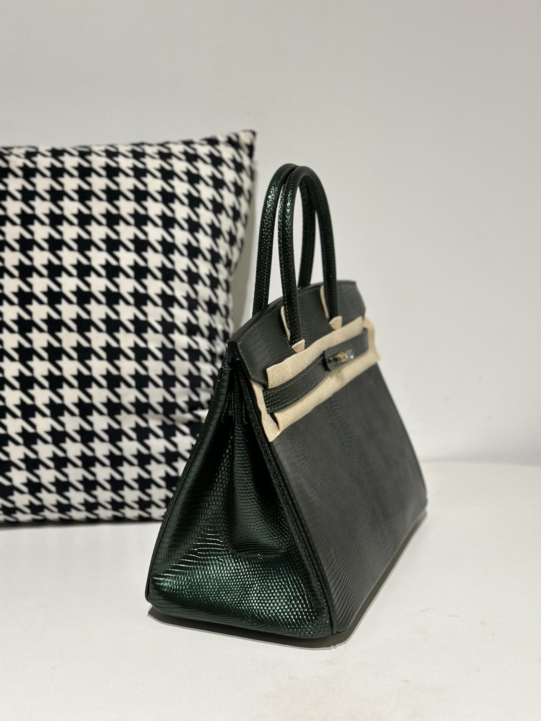 Lizard Leather Pine Green 30cm Gold Hardware Top Handle Tote Bag WLB022 photo 5
