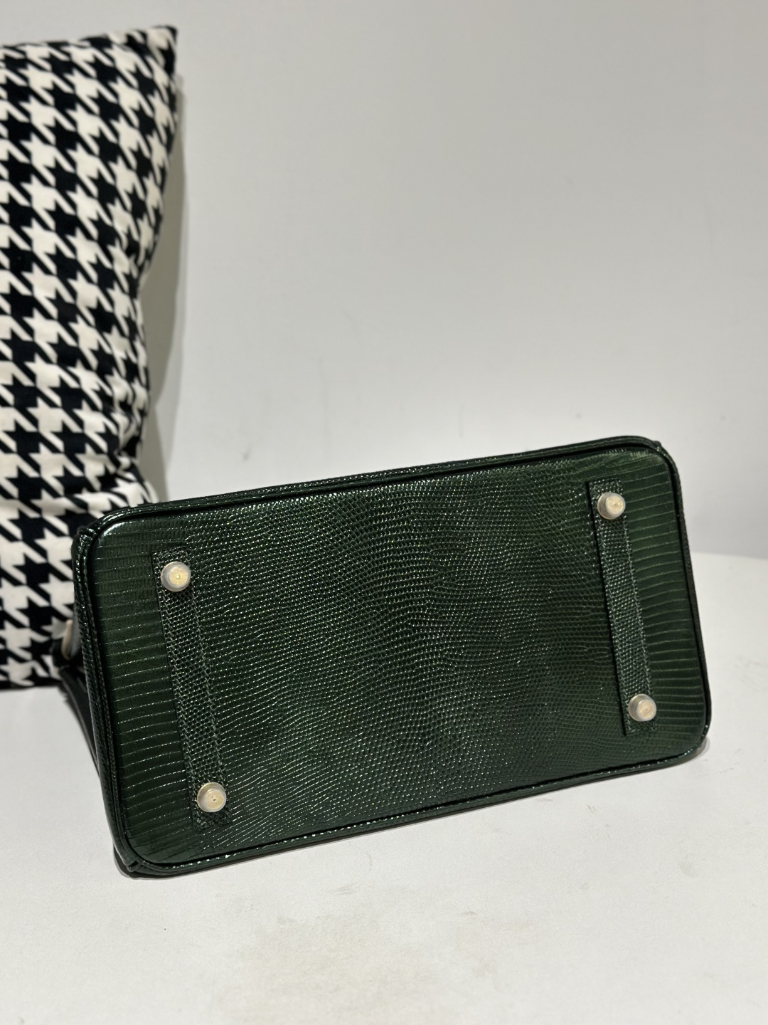 Lizard Leather Pine Green 30cm Gold Hardware Top Handle Tote Bag WLB022 photo 6