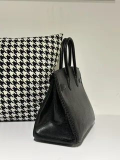 Lizard Leather Black 30cm Silver Hardware Top Handle Tote Bag WLB024 image 4