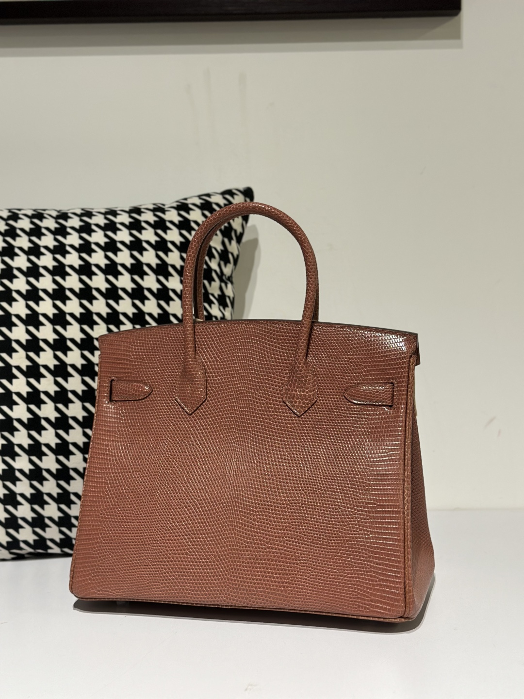Lizard Leather 30cm Chestnut Silver Hardware Top Handle Tote Bag WLB025 photo 3