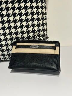 Lizard Leather Black Silver Hardware Series I Flap Shoulder Bag WLB027 image 2