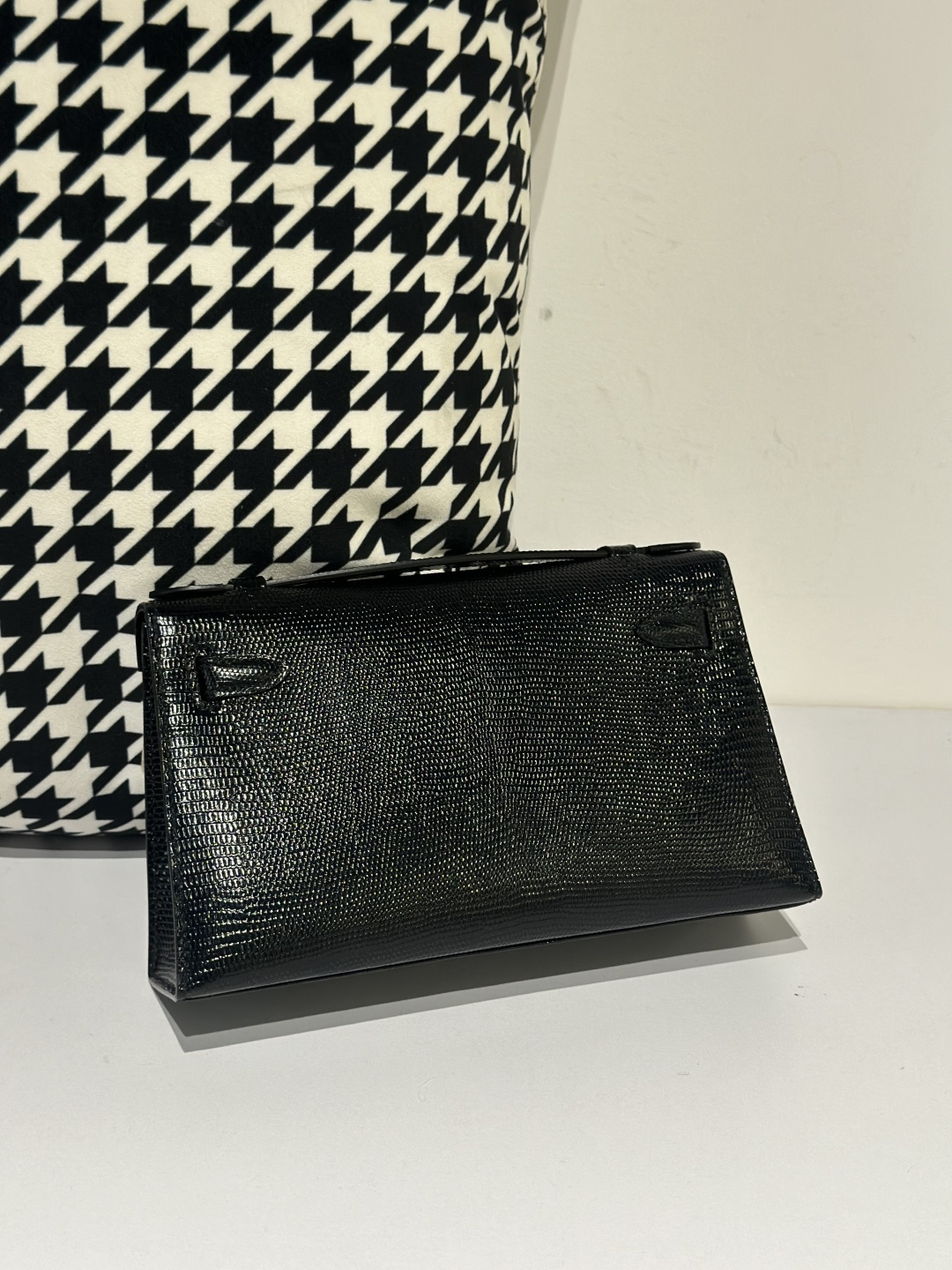 Lizard Leather Black Silver Hardware Series I Flap Shoulder Bag WLB027 photo 3