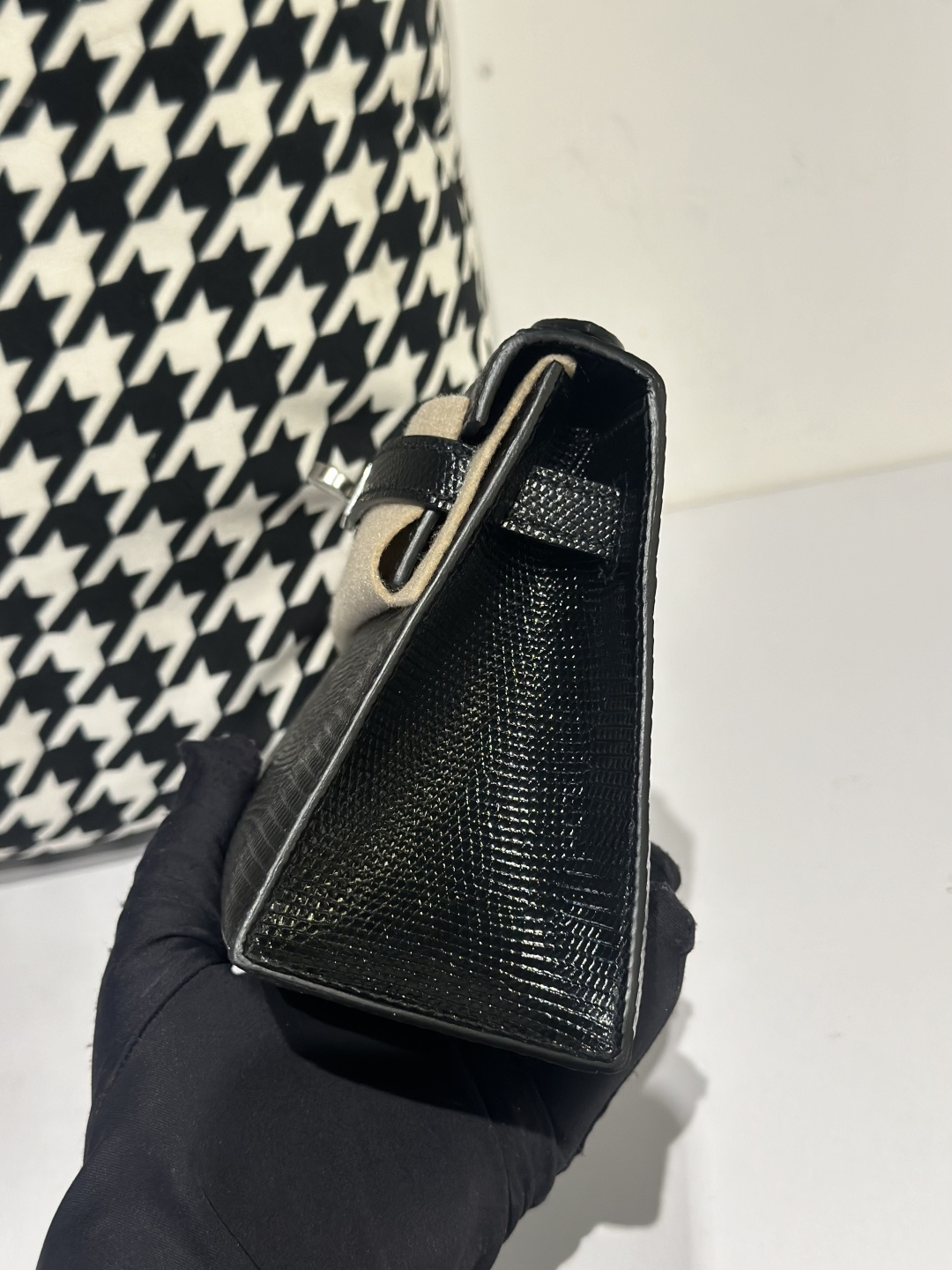 Lizard Leather Black Silver Hardware Series I Flap Shoulder Bag WLB027 photo 4