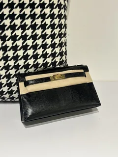Lizard Leather Black Gold Hardware Series I Flap Shoulder Bag WLB028 image 1