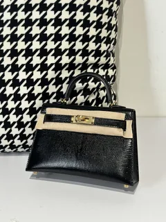 Lizard Leather Black Gold Hardware Series II Top Handle Bag WLB030 image 2