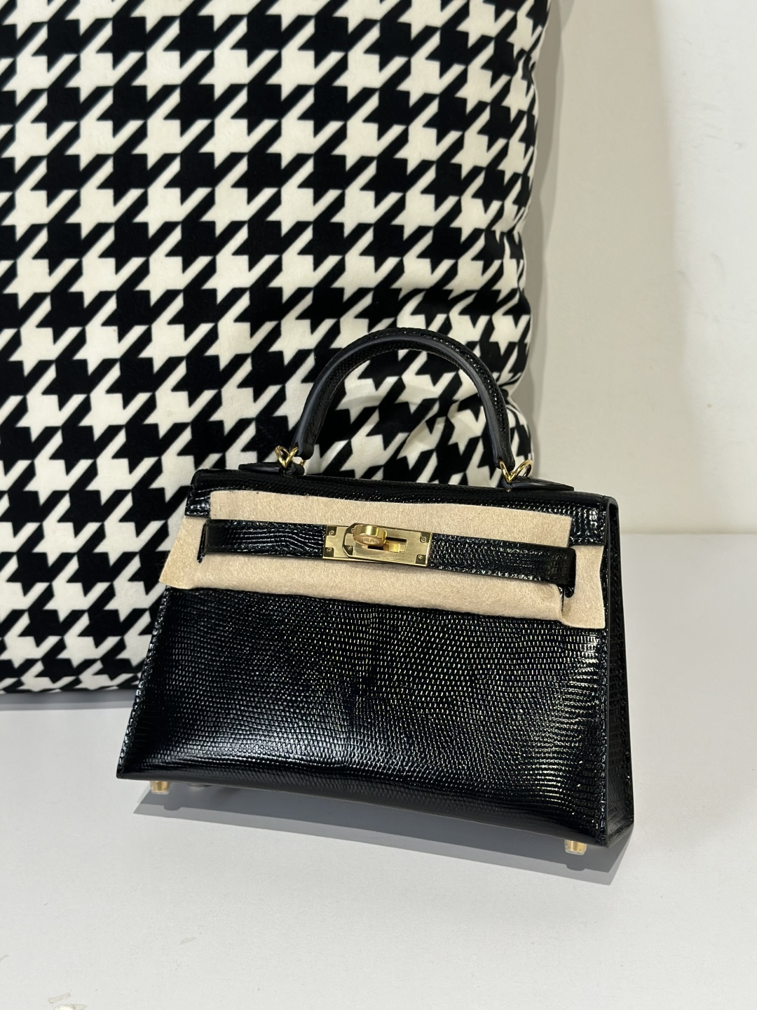 Lizard Leather Black Gold Hardware Series II Top Handle Bag WLB030 image 2