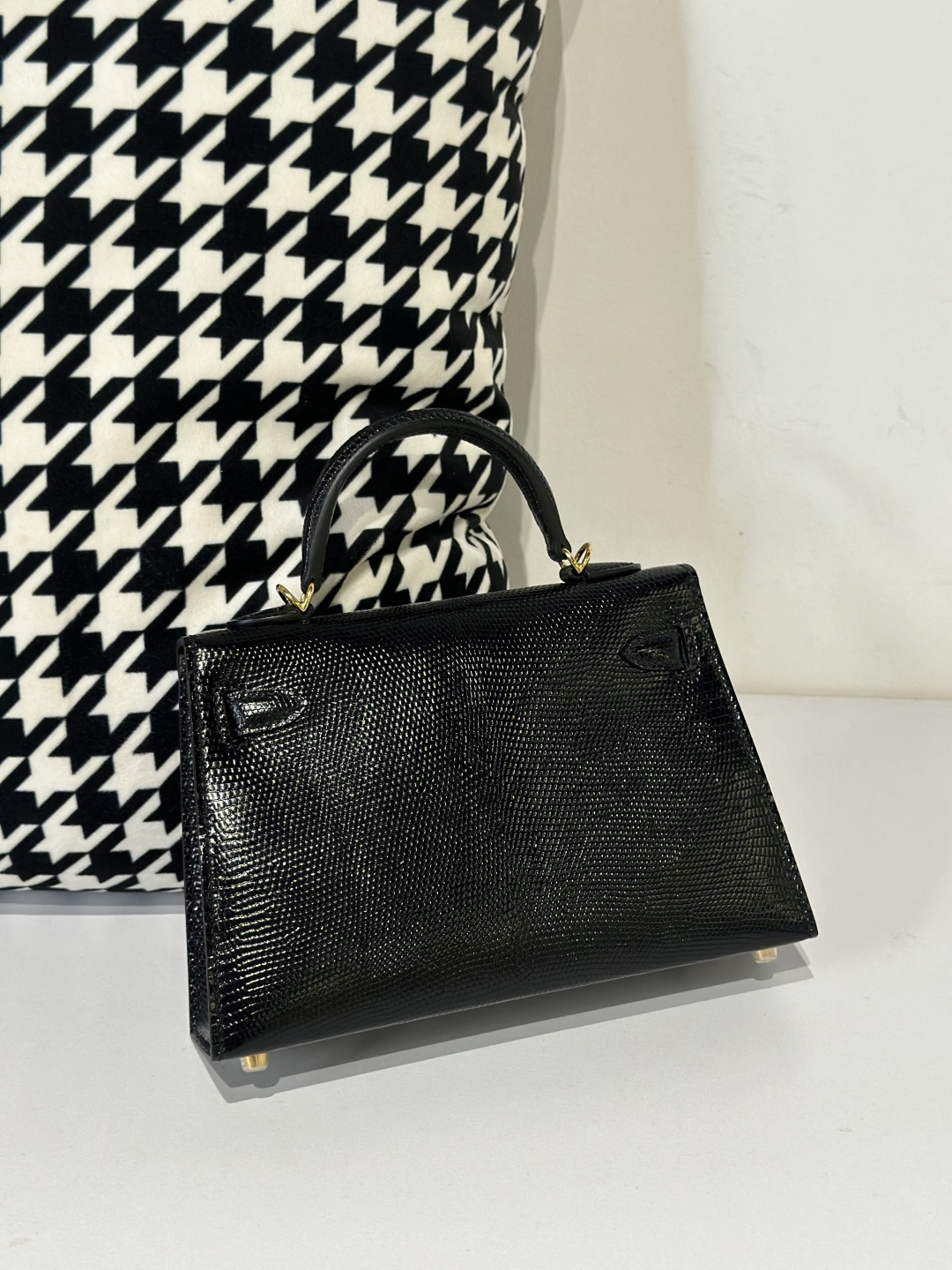 Lizard Leather Black Gold Hardware Series II Top Handle Bag WLB030 image 3