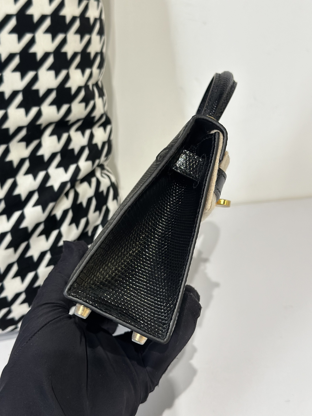 Lizard Leather Black Gold Hardware Series II Top Handle Bag WLB030 image 5