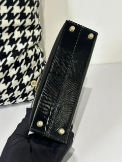 Lizard Leather Black Gold Hardware Series II Top Handle Bag WLB030 image 6
