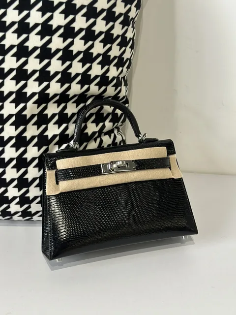 Lizard Leather Black Silver Hardware Series II Top Handle Bag WLB031