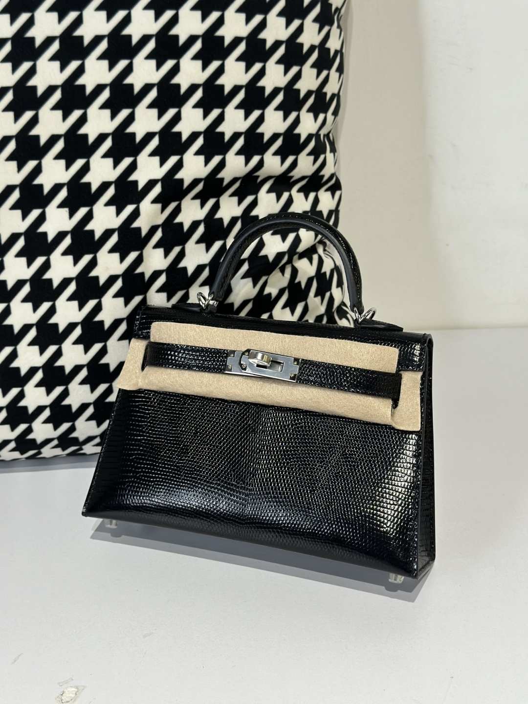 Lizard Leather Black Silver Hardware Series II Top Handle Bag WLB031 image 2