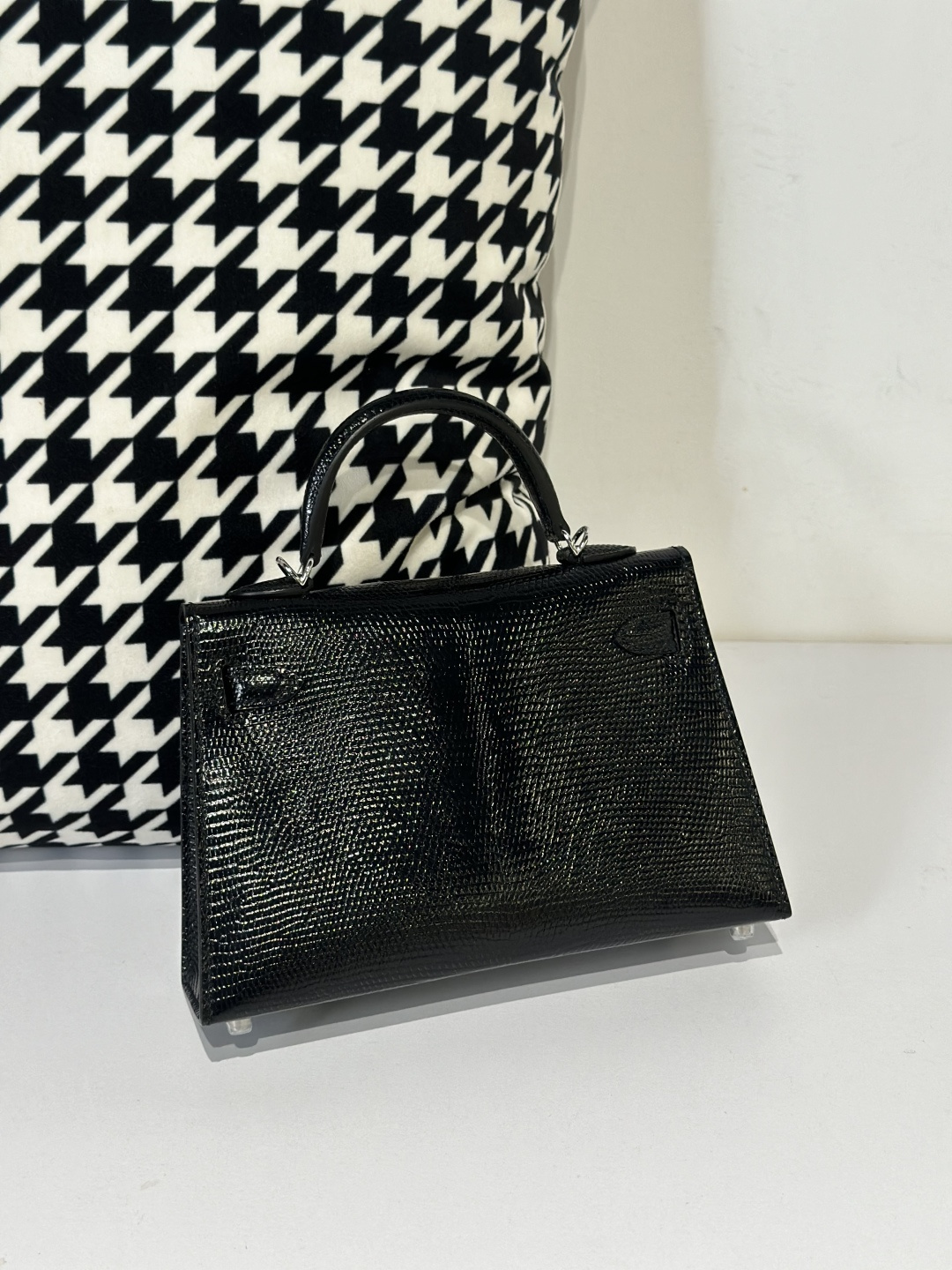 Lizard Leather Black Silver Hardware Series II Top Handle Bag WLB031 image 3