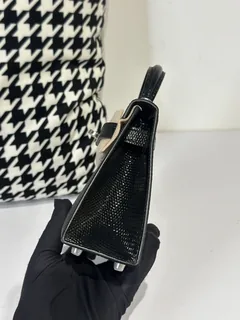 Lizard Leather Black Silver Hardware Series II Top Handle Bag WLB031 image 4