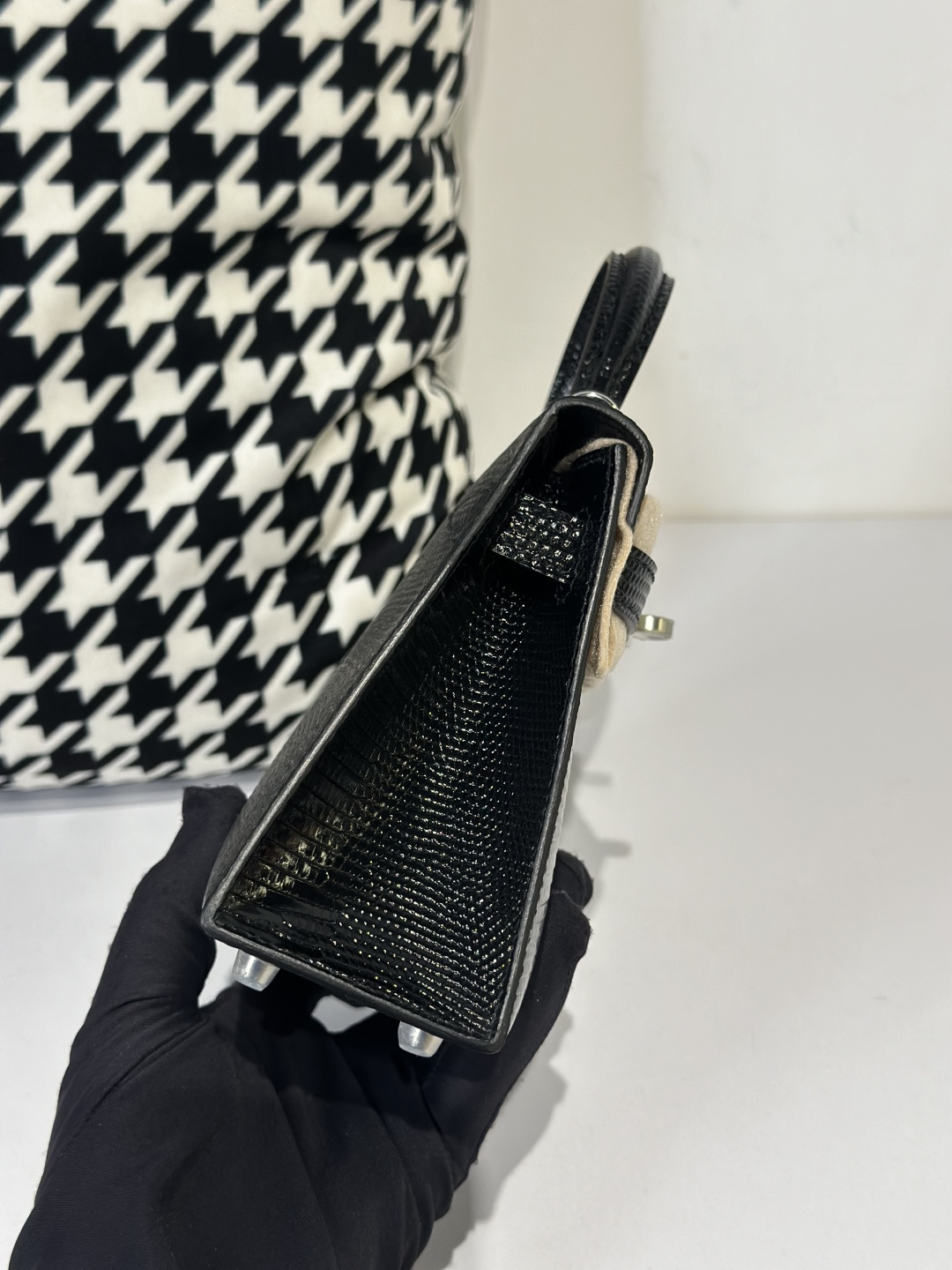 Lizard Leather Black Silver Hardware Series II Top Handle Bag WLB031 image 5