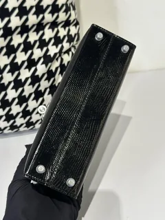 Lizard Leather Black Silver Hardware Series II Top Handle Bag WLB031 image 6