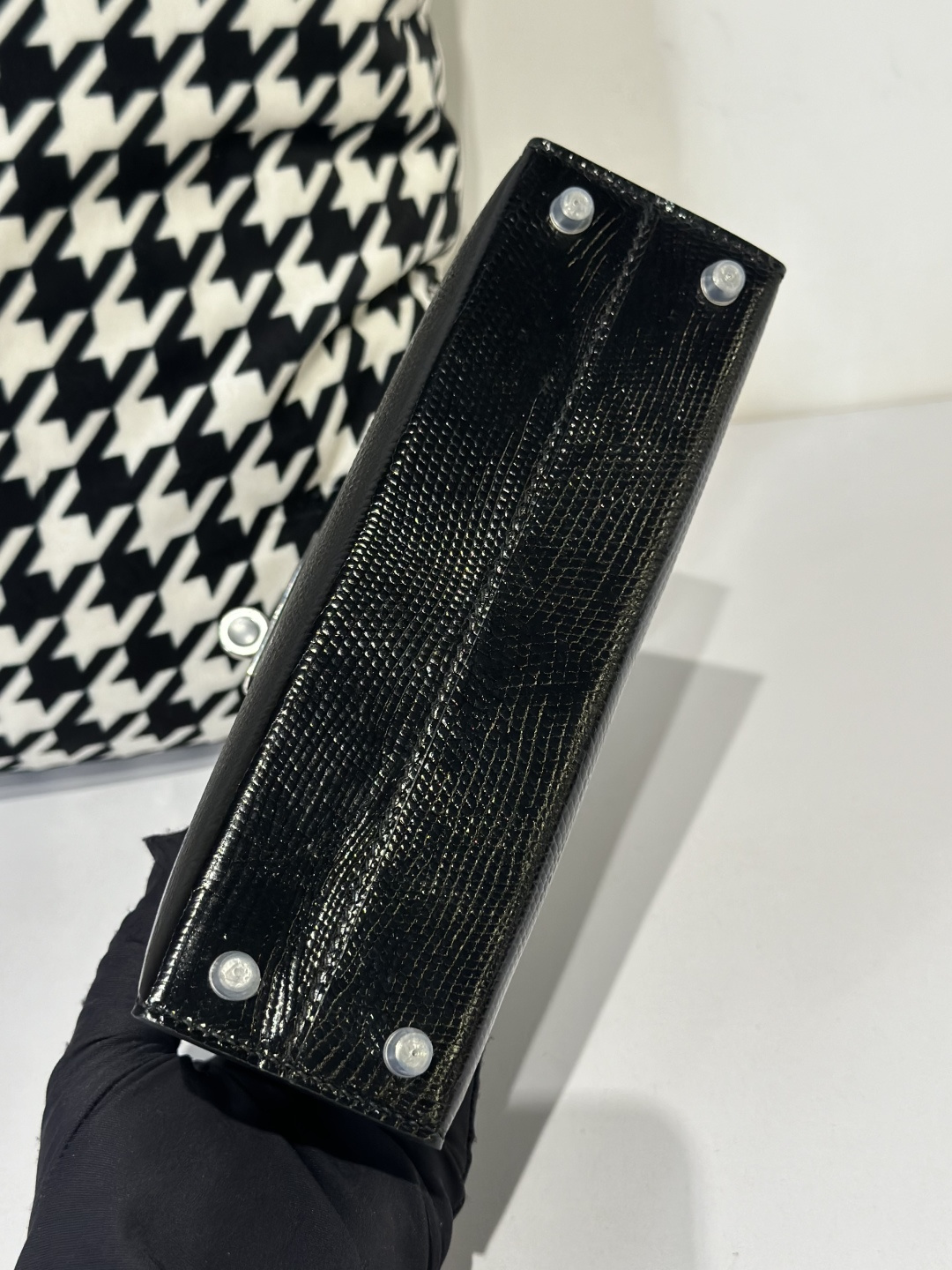 Lizard Leather Black Silver Hardware Series II Top Handle Bag WLB031 image 6