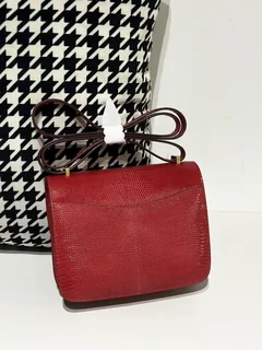 Lizard Leather Pomegranate Red 18cm Gold Hardware Flap Shoulder Bag WLB032 image 3