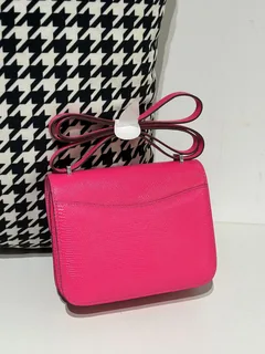 Lizard Leather Neon Pink 18cm Silver Hardware Flap Shoulder Bag WLB033 image 3