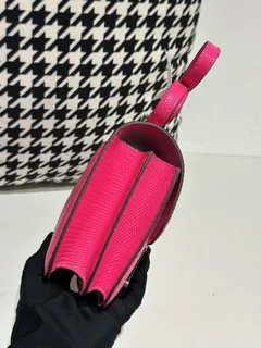 Lizard Leather Neon Pink 18cm Silver Hardware Flap Shoulder Bag WLB033 image 5