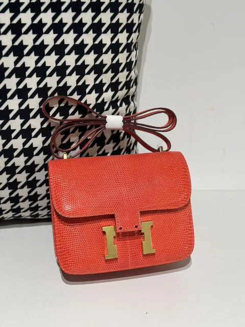 Lizard Leather Salmon Pink 18cm Gold Hardware Flap Shoulder Bag WLB034