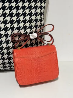Lizard Leather Salmon Pink 18cm Gold Hardware Flap Shoulder Bag WLB034 image 3