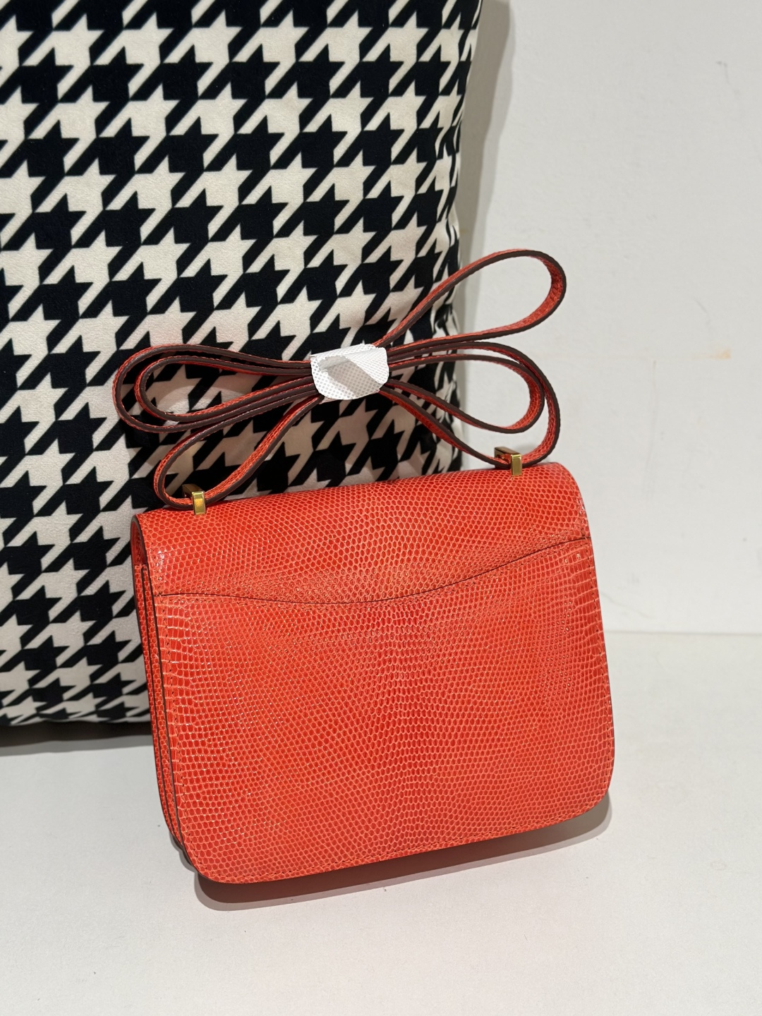 Lizard Leather Salmon Pink 18cm Gold Hardware Flap Shoulder Bag WLB034 image 3