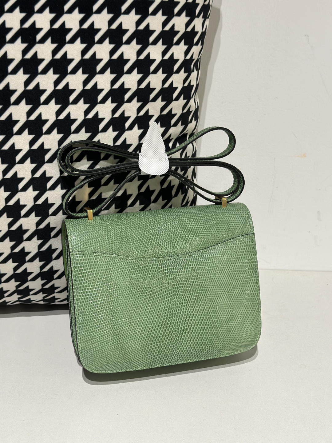 Lizard Leather Avocado Green 18cm Gold Hardware Flap Shoulder Bag WLB035 image 3