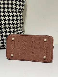 Lizard Leather 25cm Chestnut Gold Hardware Top Handle Tote Bag WLB041 image 6