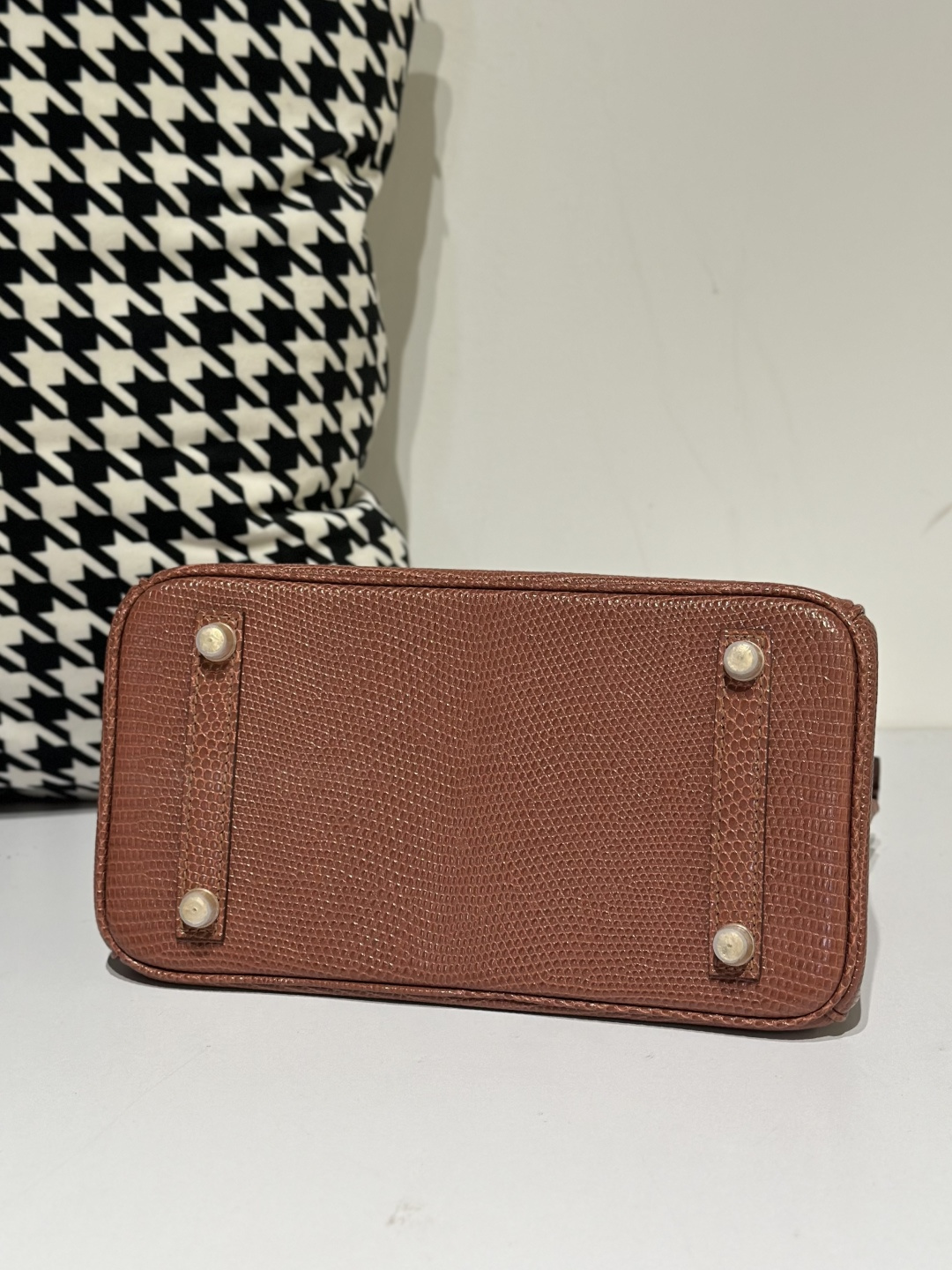 Lizard Leather 25cm Chestnut Gold Hardware Top Handle Tote Bag WLB041 image 6