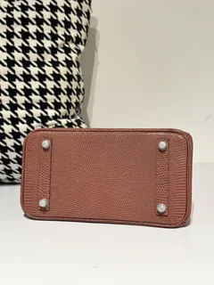 Lizard Leather 25cm Chestnut Silver Hardware Top Handle Tote Bag WLB042 image 6