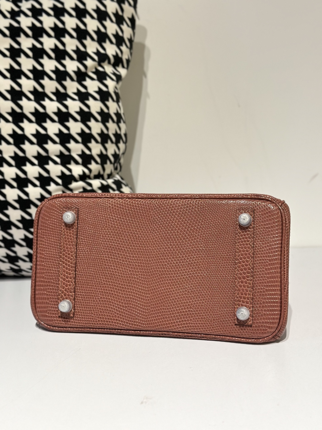 Lizard Leather 25cm Chestnut Silver Hardware Top Handle Tote Bag WLB042 photo 6
