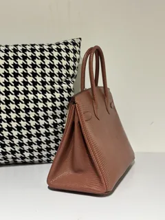 Lizard Leather 30cm Chestnut Silver Hardware Top Handle Tote Bag WLB044 image 4