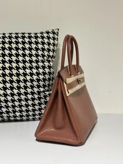 Lizard Leather 30cm Chestnut Silver Hardware Top Handle Tote Bag WLB044 image 5