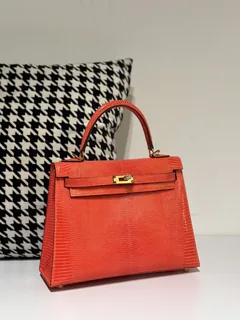 Lizard Leather Salmon Pink 25cm Gold Hardware Top Handle Bag WLB047 image 2
