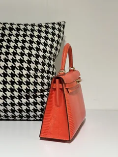Lizard Leather Salmon Pink 25cm Gold Hardware Top Handle Bag WLB047 image 5