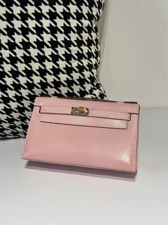 Lizard Leather Sakura Pink Gold Hardware Series I Flap Shoulder Bag WLB049 image 2
