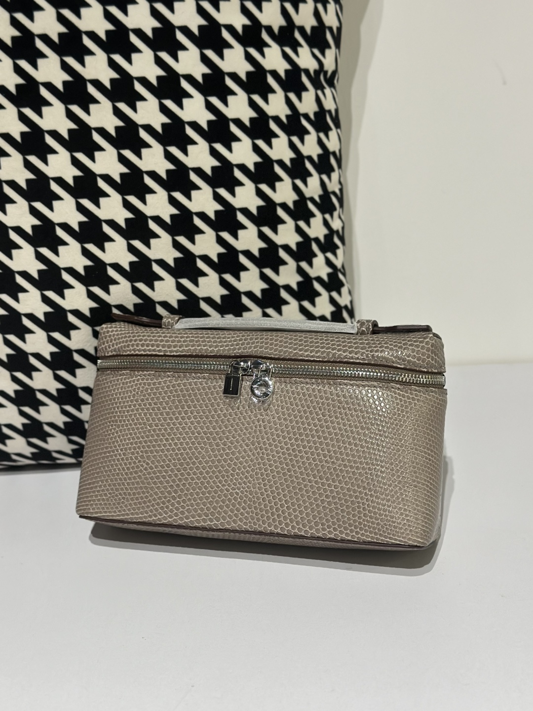 Lizard Leather Khaki 19cm Silver Hardware Top Handle Bag WLB053 image 2