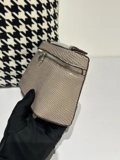 Lizard Leather Khaki 19cm Silver Hardware Top Handle Bag WLB053 image 4